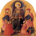 saint lawrence enthroned with saints and donors